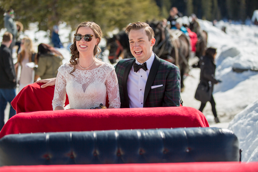 sleigh ride at deer lodge wedding