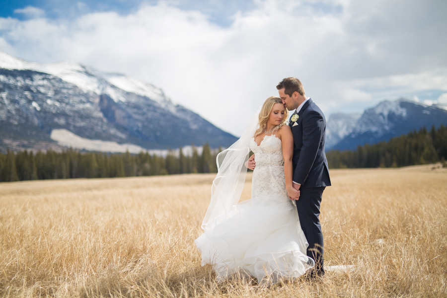 bride and groom in Canmore 