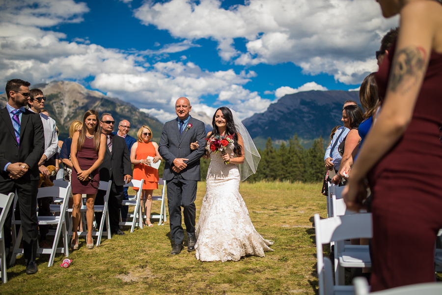 wedding ceremony at Quarry lake park, quarry lake wedding, canmore, alberta