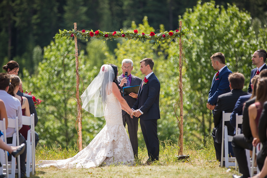 wedding ceremony at Quarry lake park, quarry lake wedding, canmore, alberta