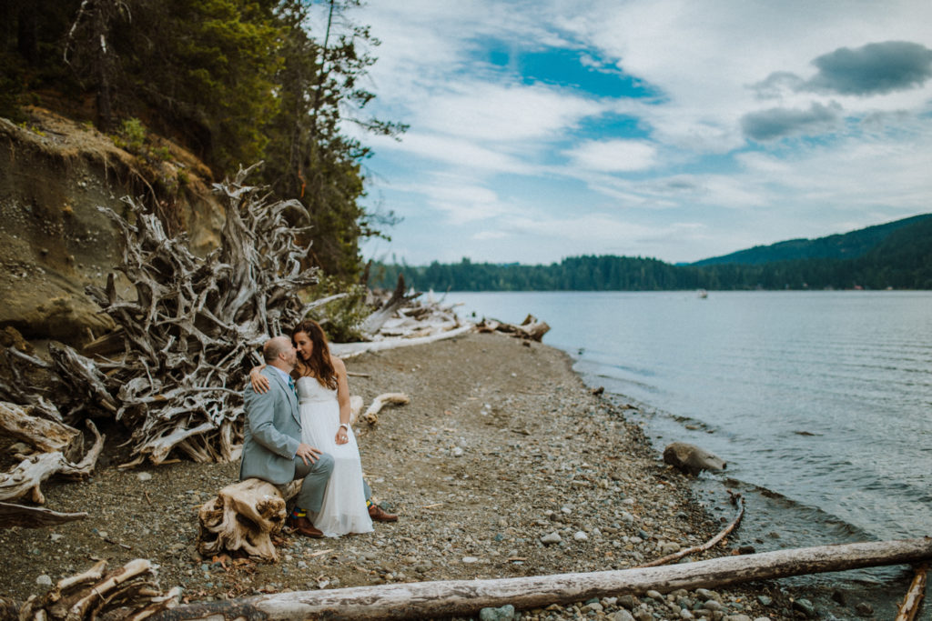 west coast wedding, Vancouver island photographer, Island wedding, comox wedding, Comox Harbour, creative west coast wedding, Comox Lake Bluffs Ecological Reserve, , first kiss on a beach