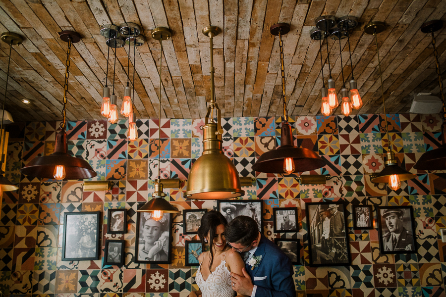 creative bride and groom shots, mexico wedding, at azul fives resort, tequila bar
