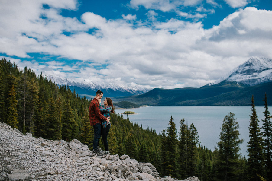 stunning couple in Kananaskis engagement