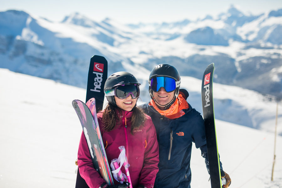 skiing engagement session
