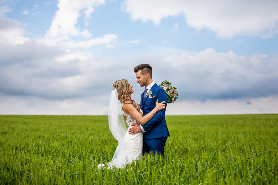 wheat field bride portrait