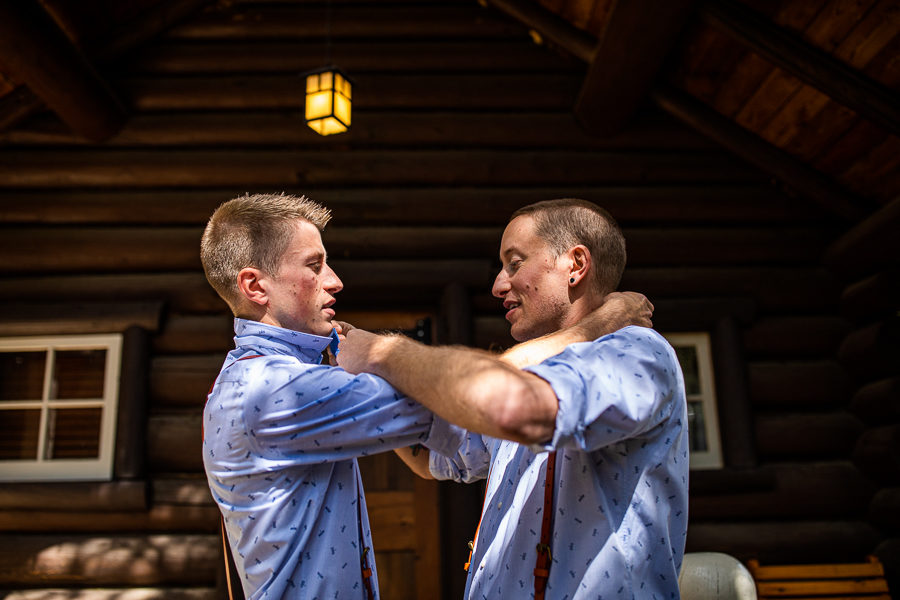 groom getting ready at storm mountain lodge