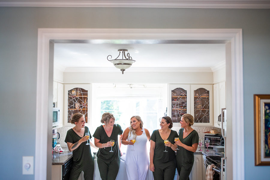 Fun wedding photographers in St. John's Newfoundland - Bridesmaids onesies