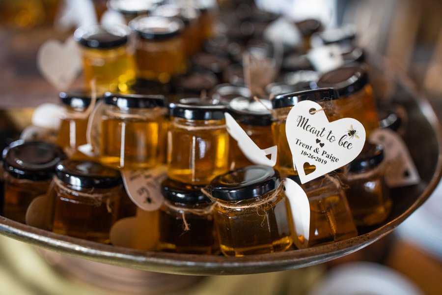 honey jars at a wedding