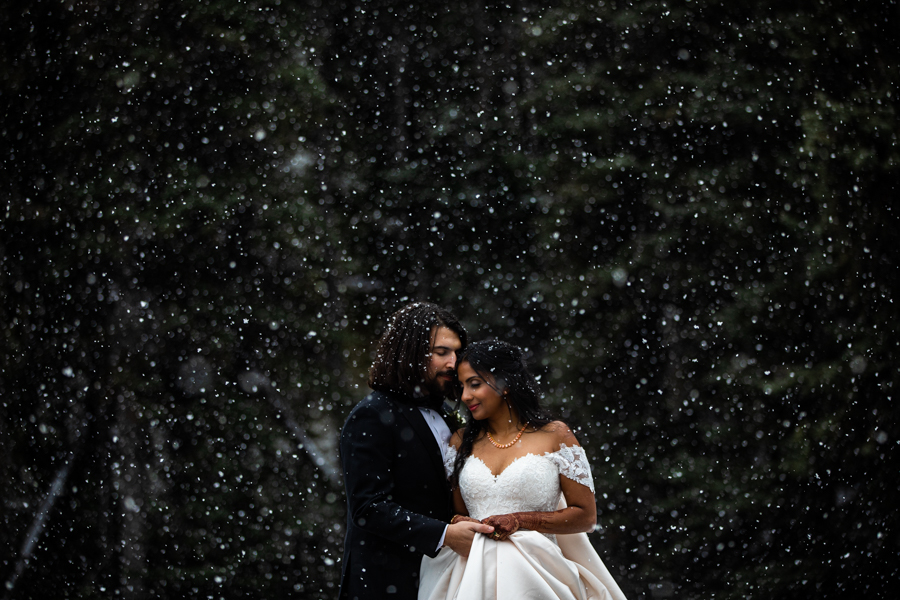 Couple in the snow by Cole Hofstra Calgary wedding photographer