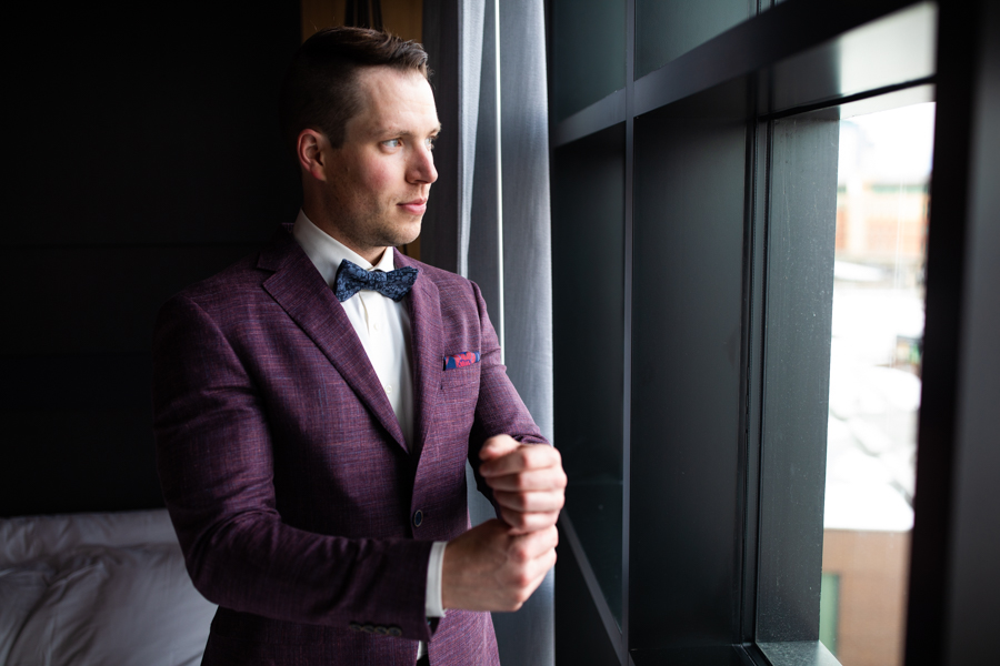 groom getting ready in the Alt hotel in East village