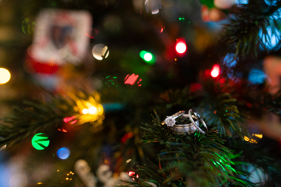 ring photos in a christmas tree