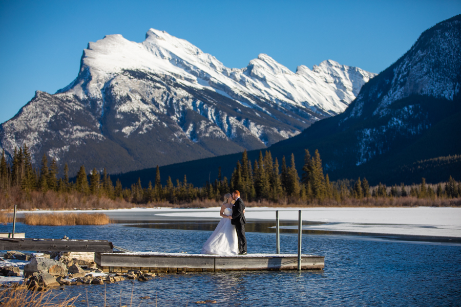 Banff wedding photographer - Cascade ponds water wedding