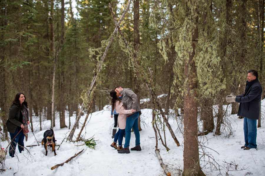 kissing couple during small elopement covid-19