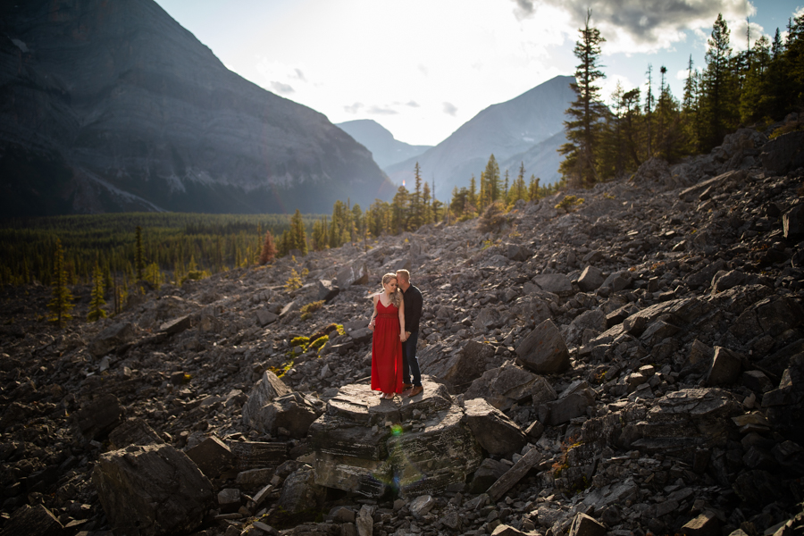 rocky terrain and a couple standing in the middle