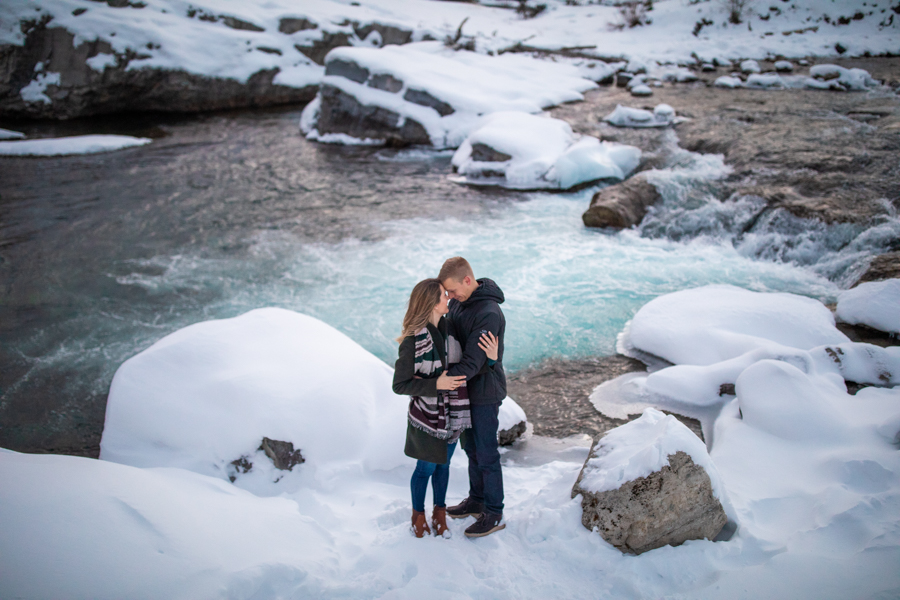 Elbow fall engagement photos at sunrise