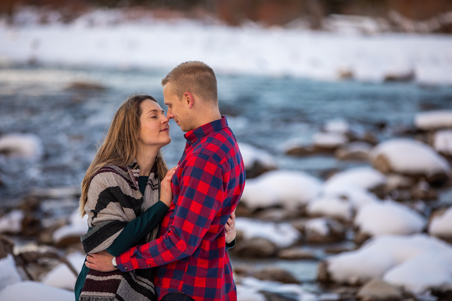 Sunrise engagement session at elbow falls