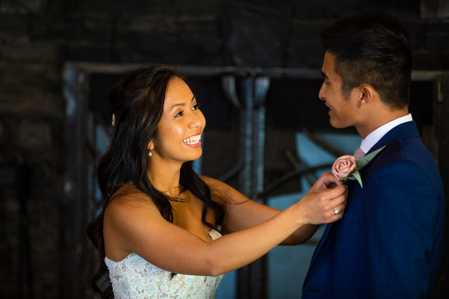 bride getting ready at Silvertip in Canmore