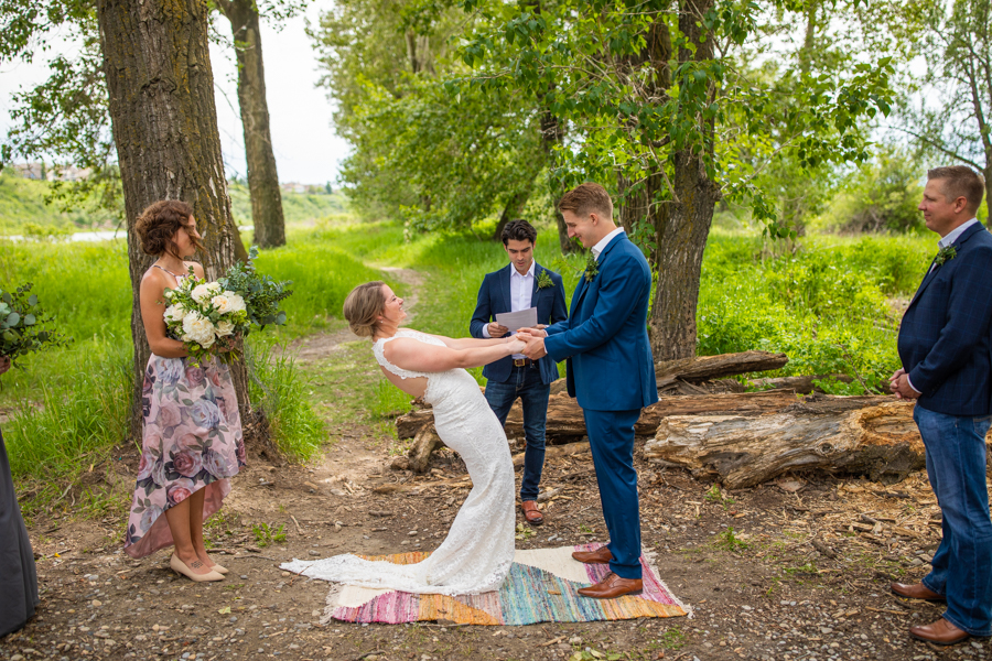 Bride and groom say I do for fish creek wedding