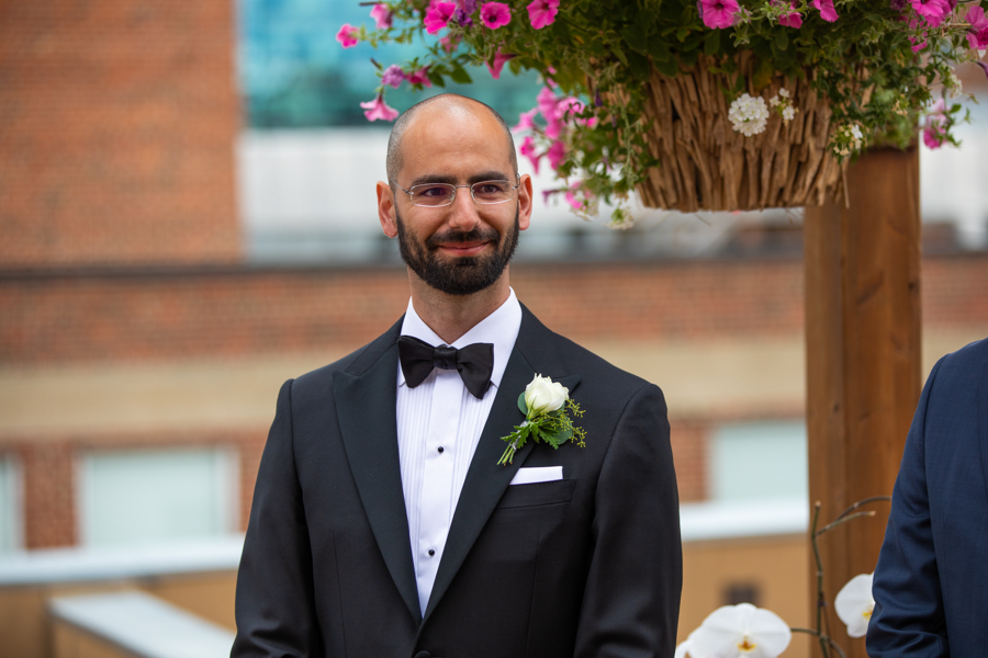 groom sees bride in edmonton elopement