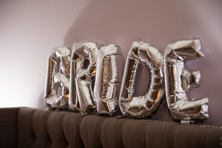 balloons spelling bride