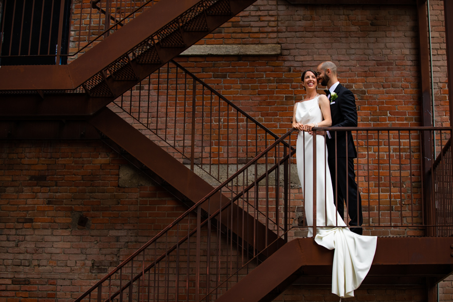 Edmonton rooftop elopement with a bride and groom