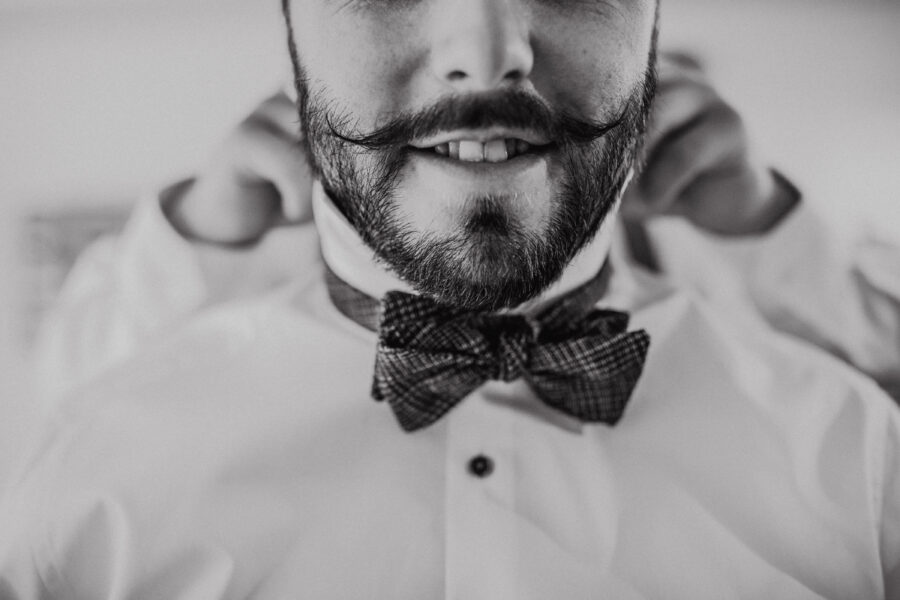 groom with an amazing moustache