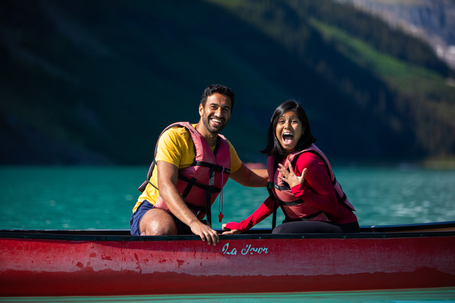 proposal on Lake Louise in a canoe