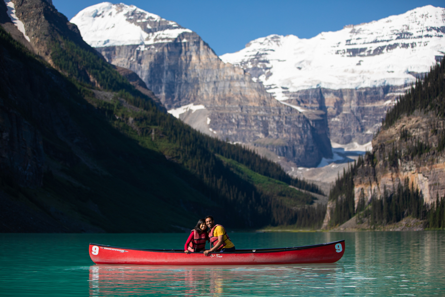 Lake Louise Canoe proposal and she said yes