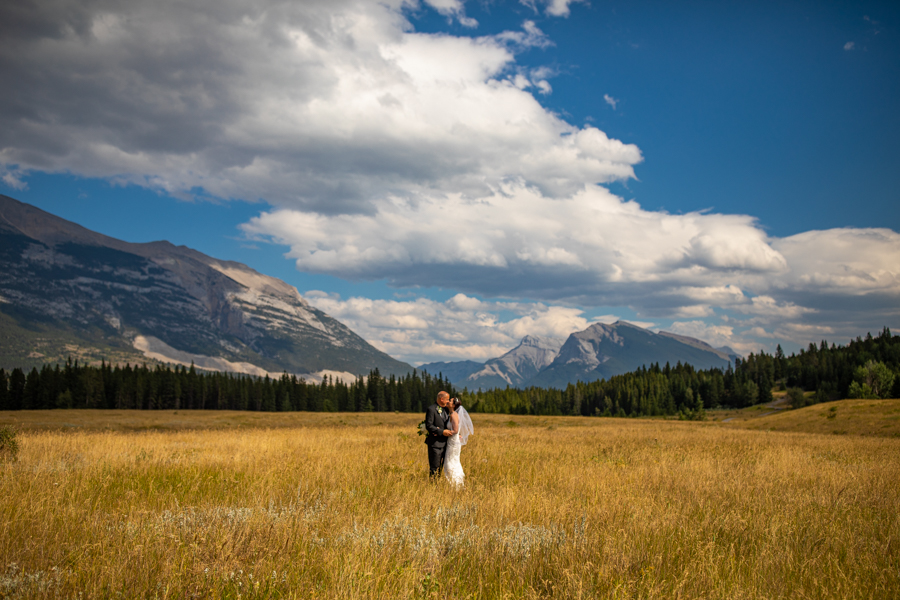 bride and groom in Canmore elopement