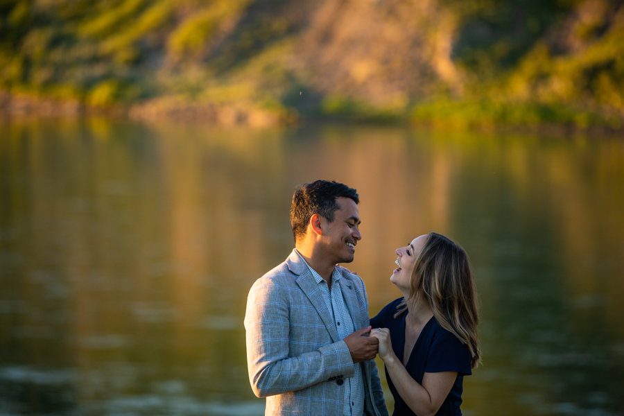 engagement photos along the river in Edmonton