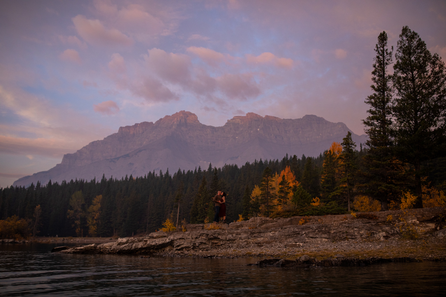 Lake Minnewanka sunrise engagement