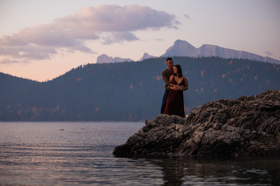 Lake Minnewanka sunrise engagement