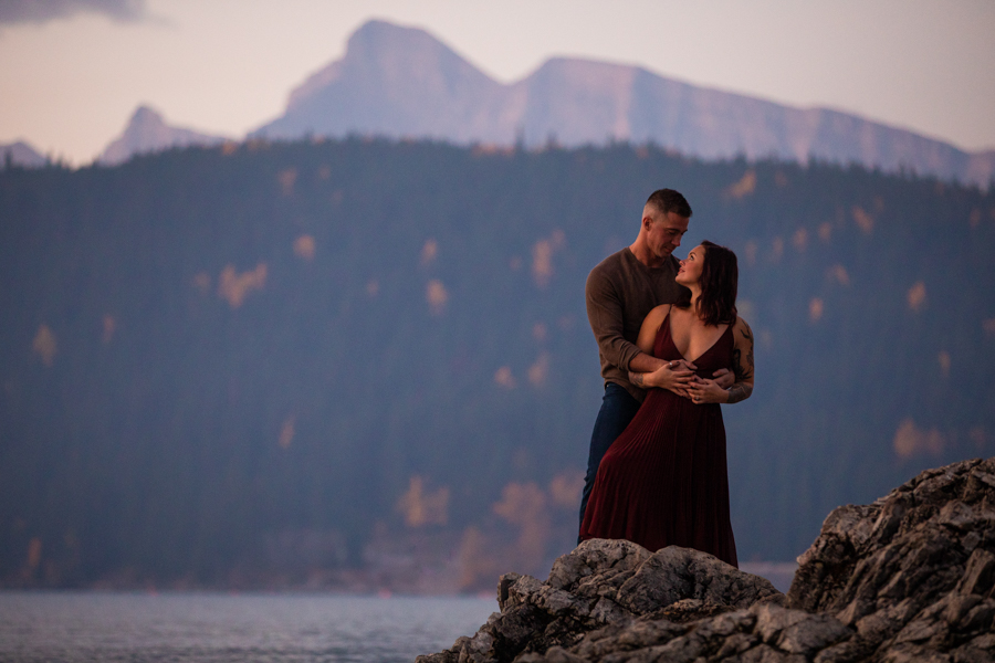 Lake Minnewanka sunrise engagement