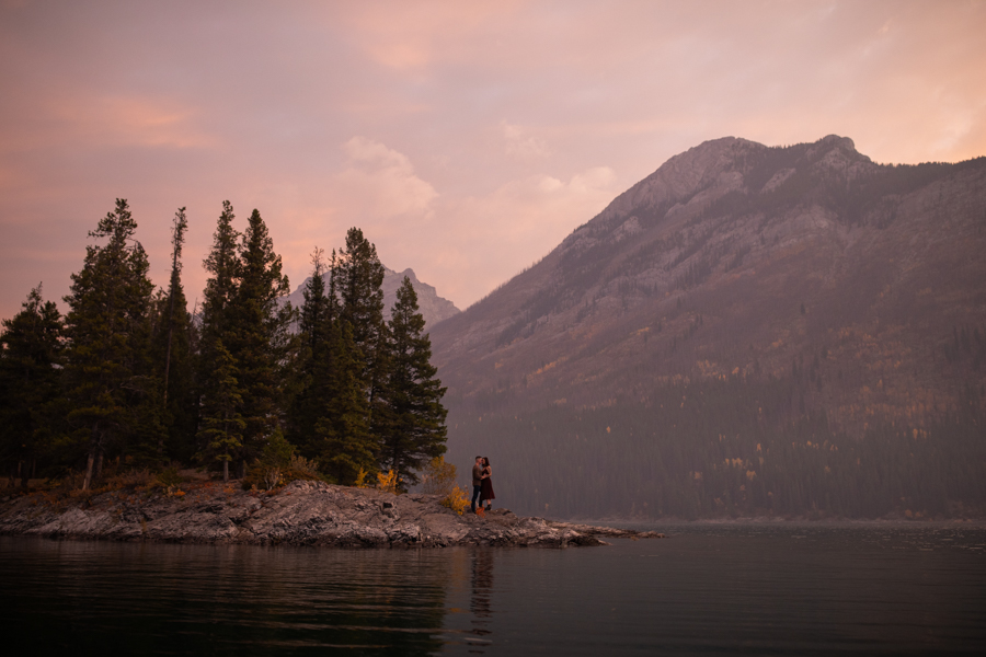 pink sunrise engagement session