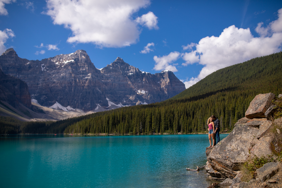 Lake moraine engagement photos